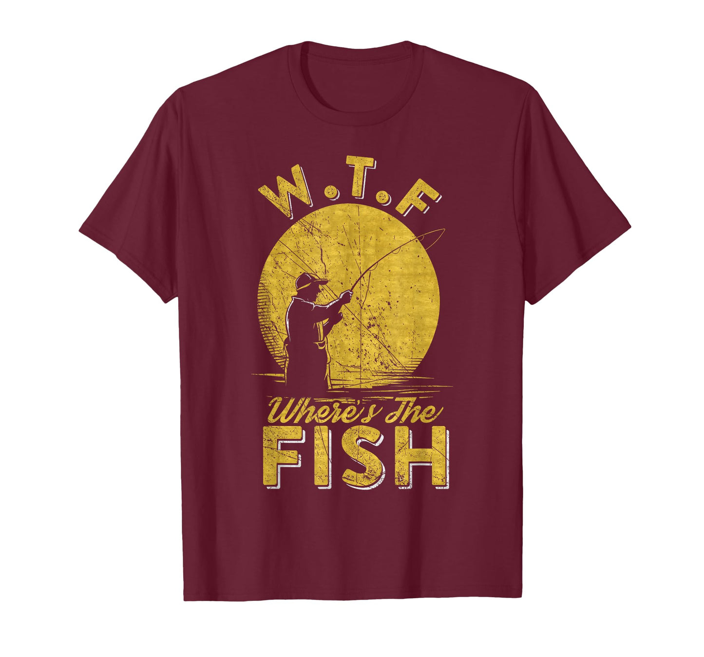 Vintage W.T.F Wheres The Fish, Fisherman, Fishing Lover T-Shirt