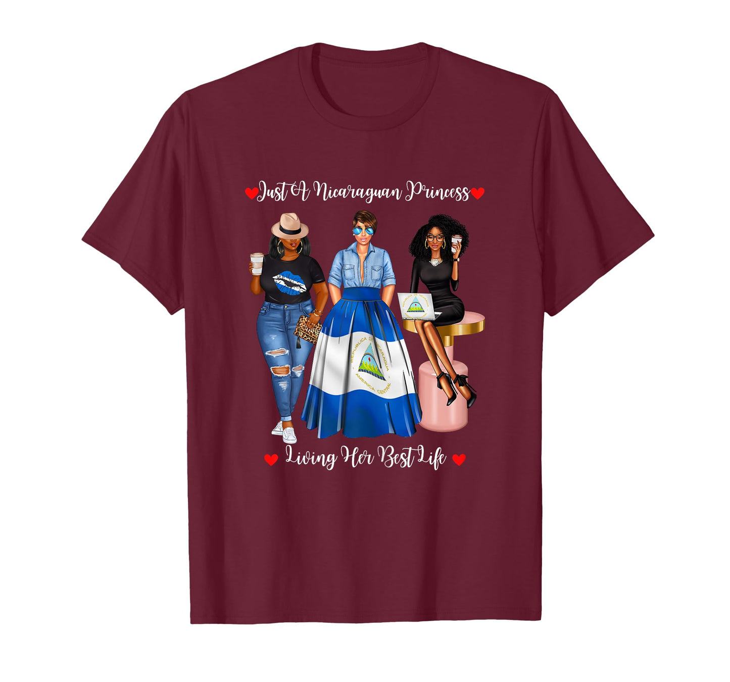 Just A Nicaraguan Princess Living Her Best Life Black Womens T-Shirt