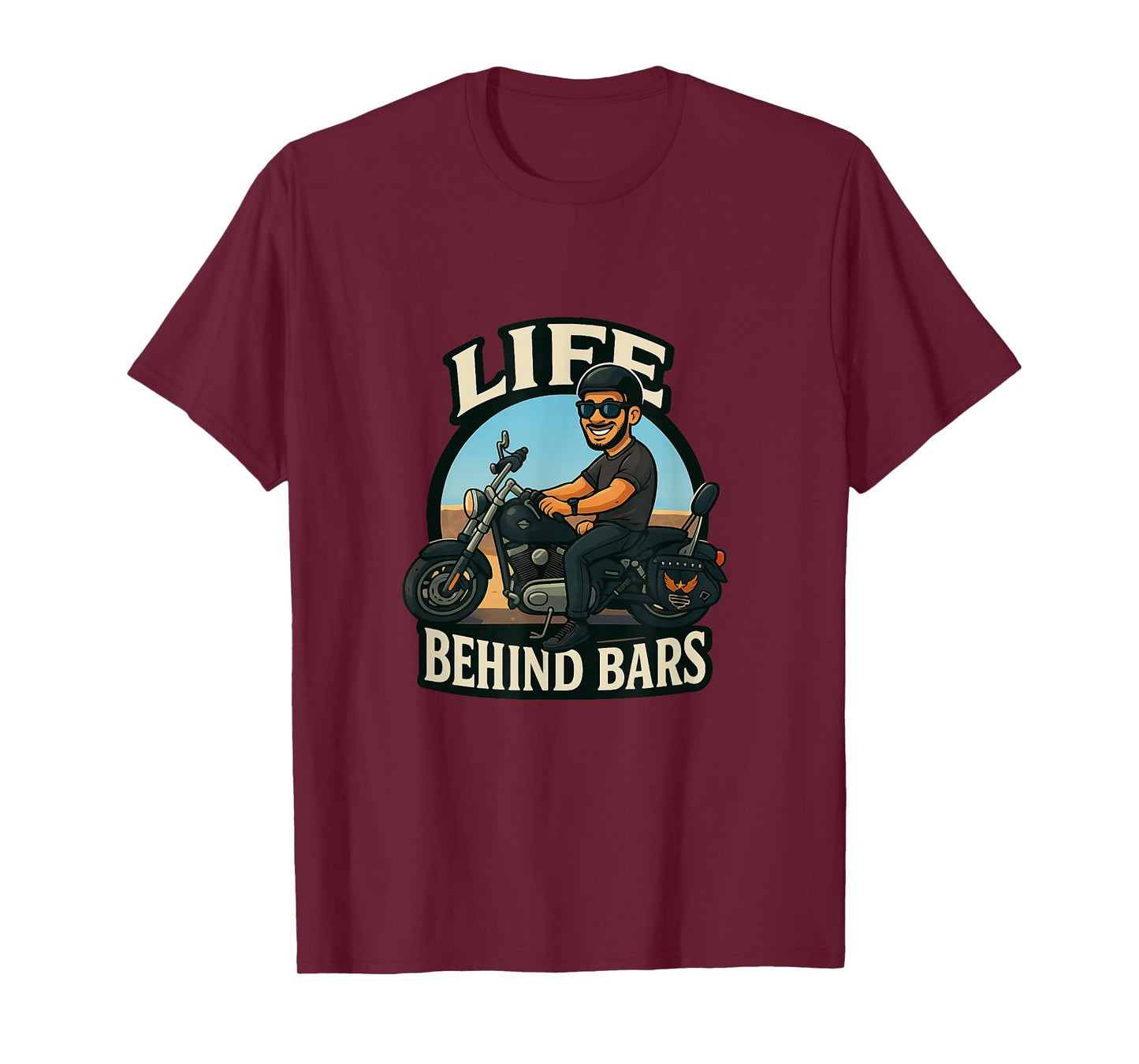 Life Behind Bars Funny Motorcycle Rider Biker Cartoon T-Shirt