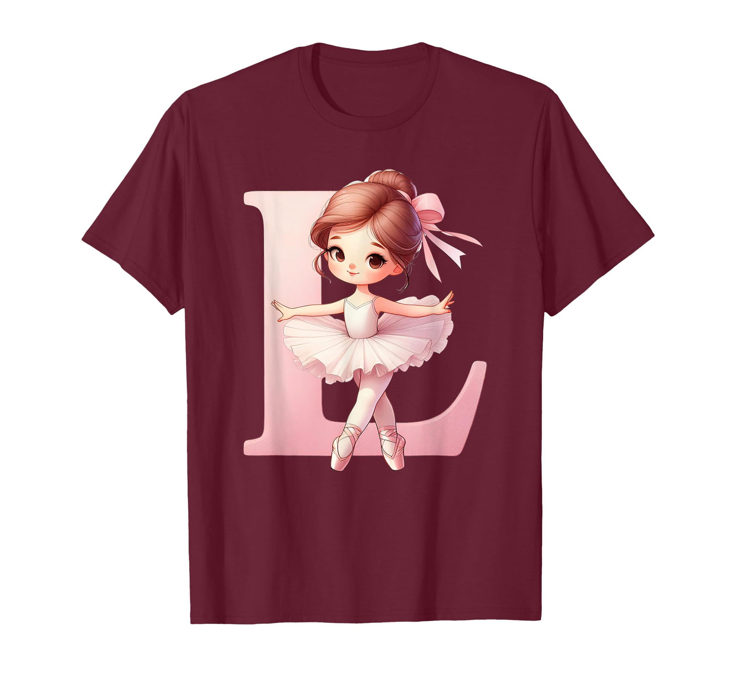 Ballerina Girl Dancing Name First Letter L Girly Tutu Ballet T-Shirt