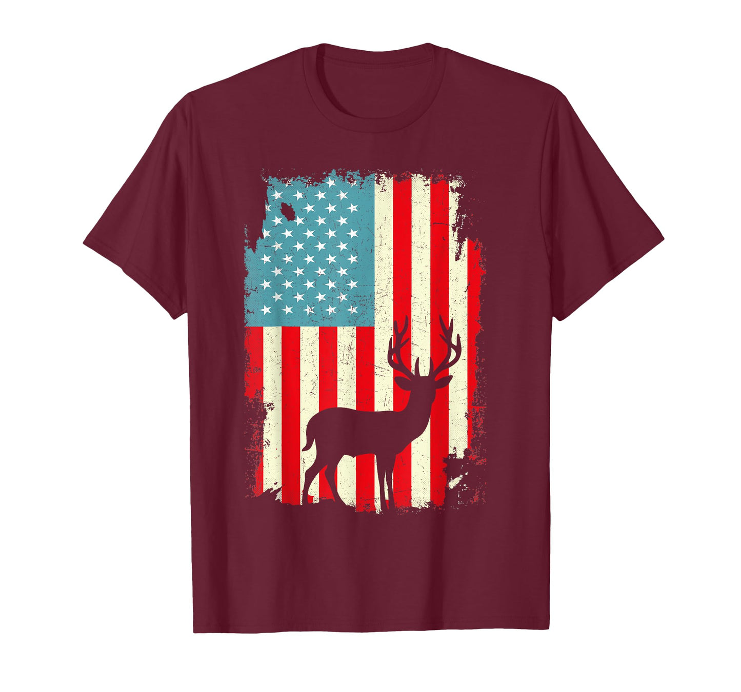 Patriotic Deer Hunting Whitetail Buck USA Flag 4th Of July T-Shirt for Women Men