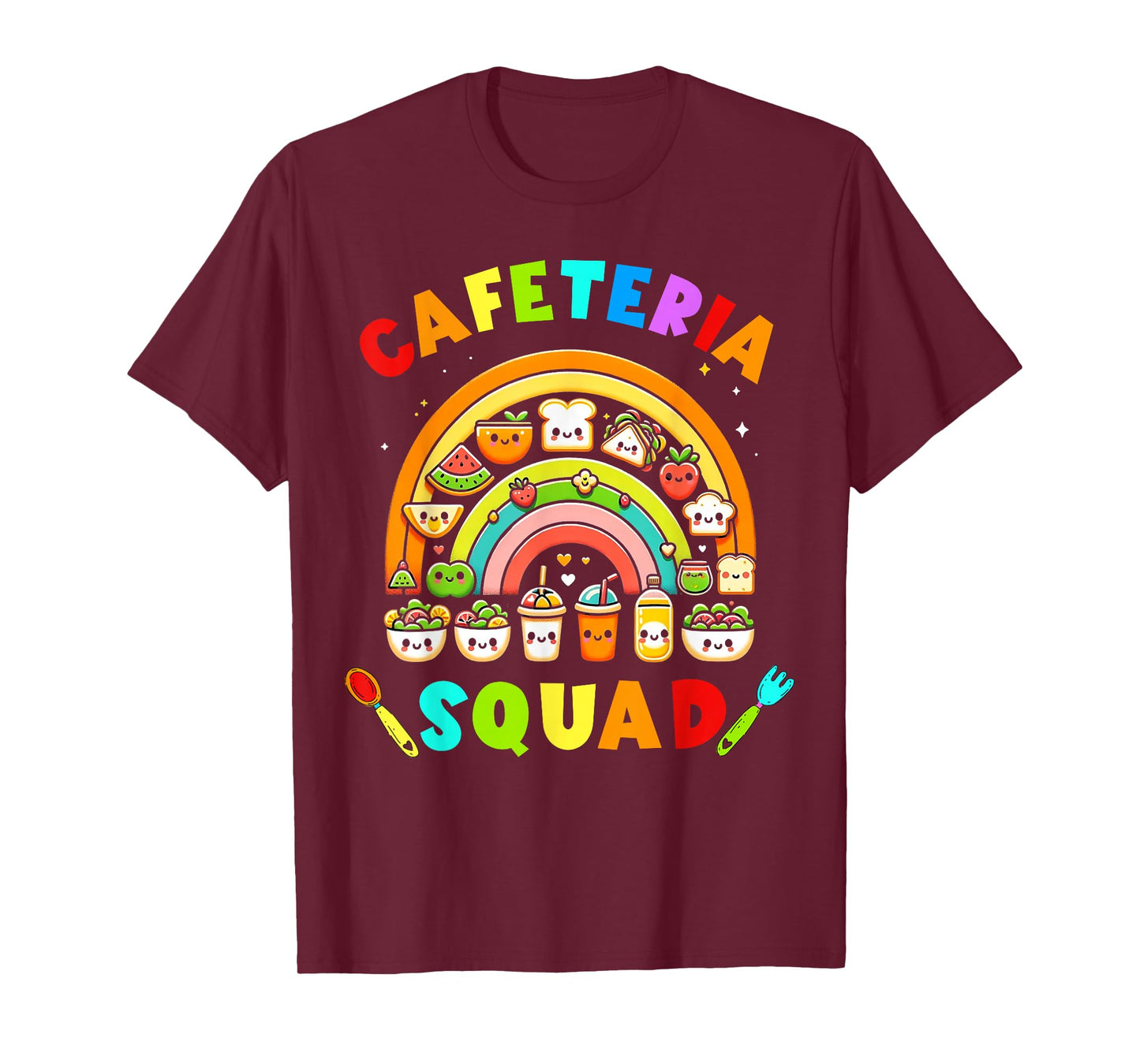 Cute Lunch Lady Crew of Food Service Rainbow Cafeteria Squad T-Shirt