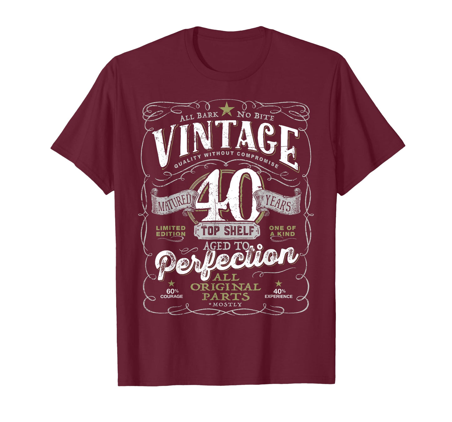 40th Birthday Top for Men, Vintage Aged Top Shelf Born 1985 T-Shirt