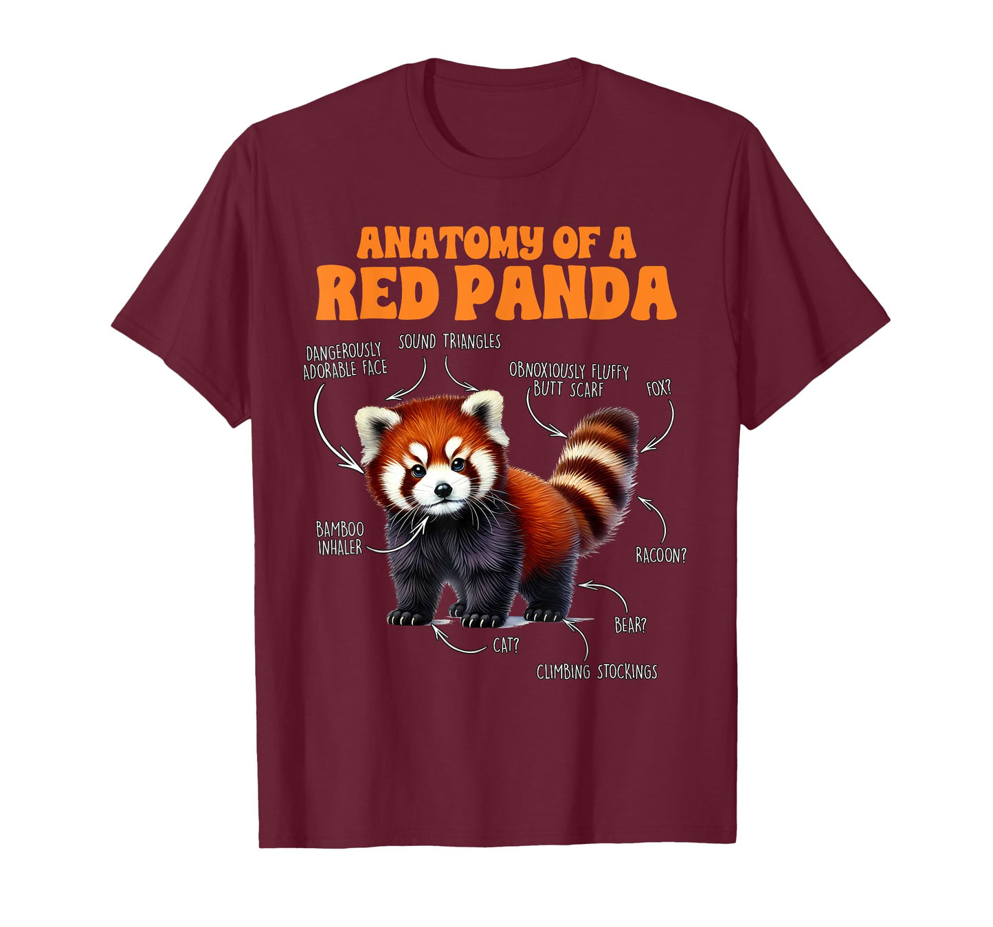 Red Panda Lover Animal Lover Anatomy Of A Red Panda T-Shirt