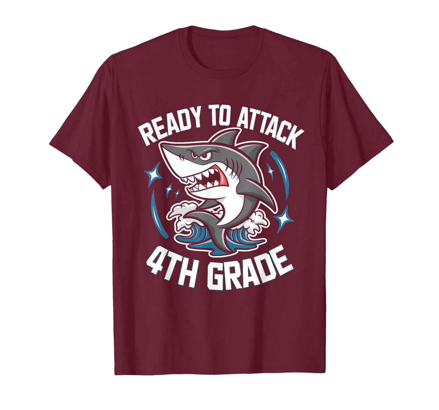Ready To Attack 4th Grade Shark Funny Back To School Boys T-Shirt