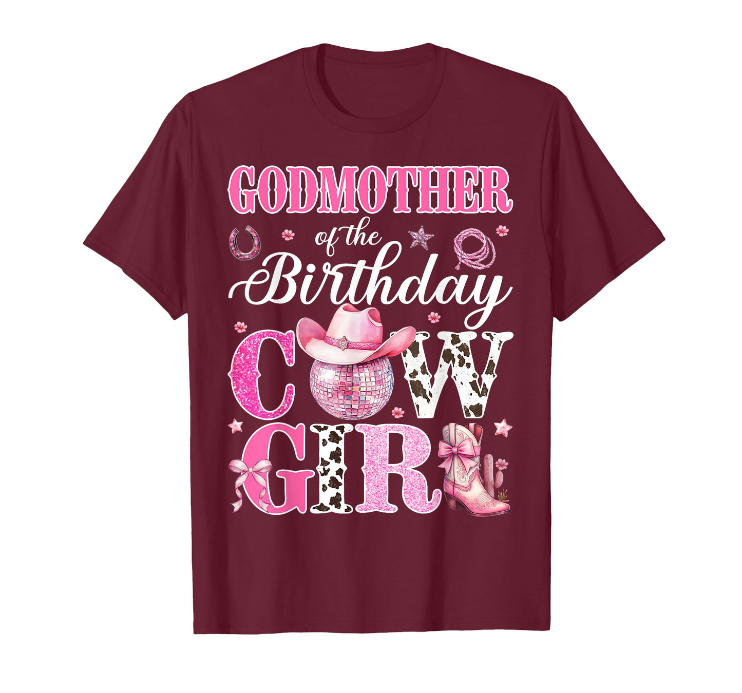 Cute Godmother Of Birthday CowGirl Rodeo Western Bday Party T-Shirt