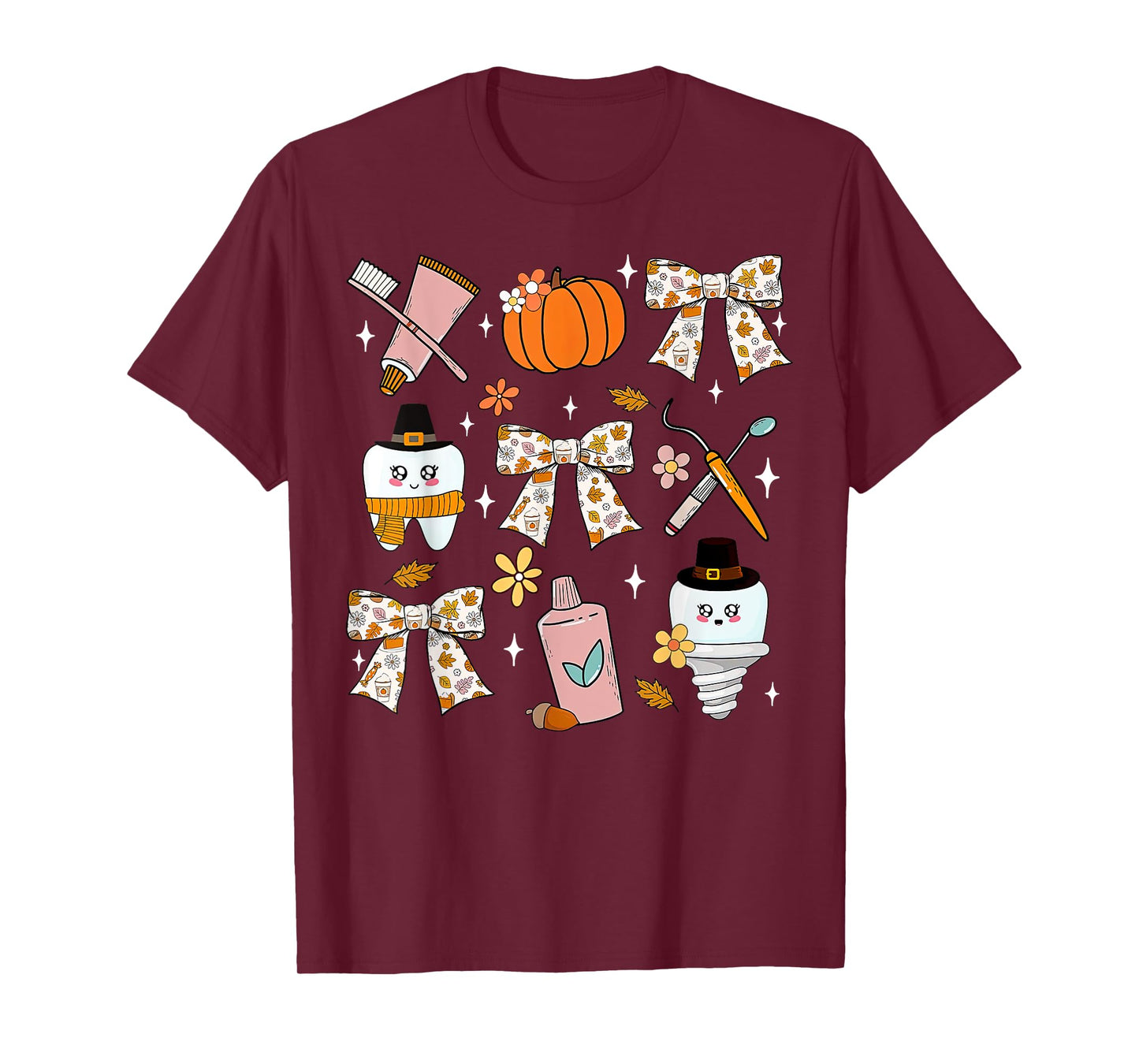Coquette Bow Dental Squad Fall Autumn Dentist Assistant T-Shirt