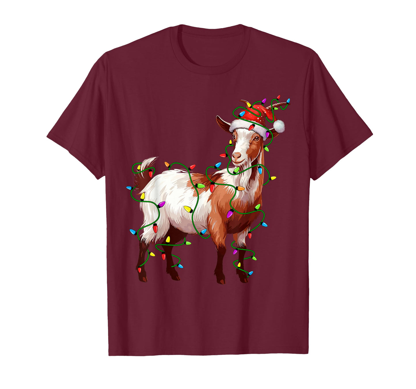 Goat Santa Christmas Tree Lighting Xmas Funny T-Shirt