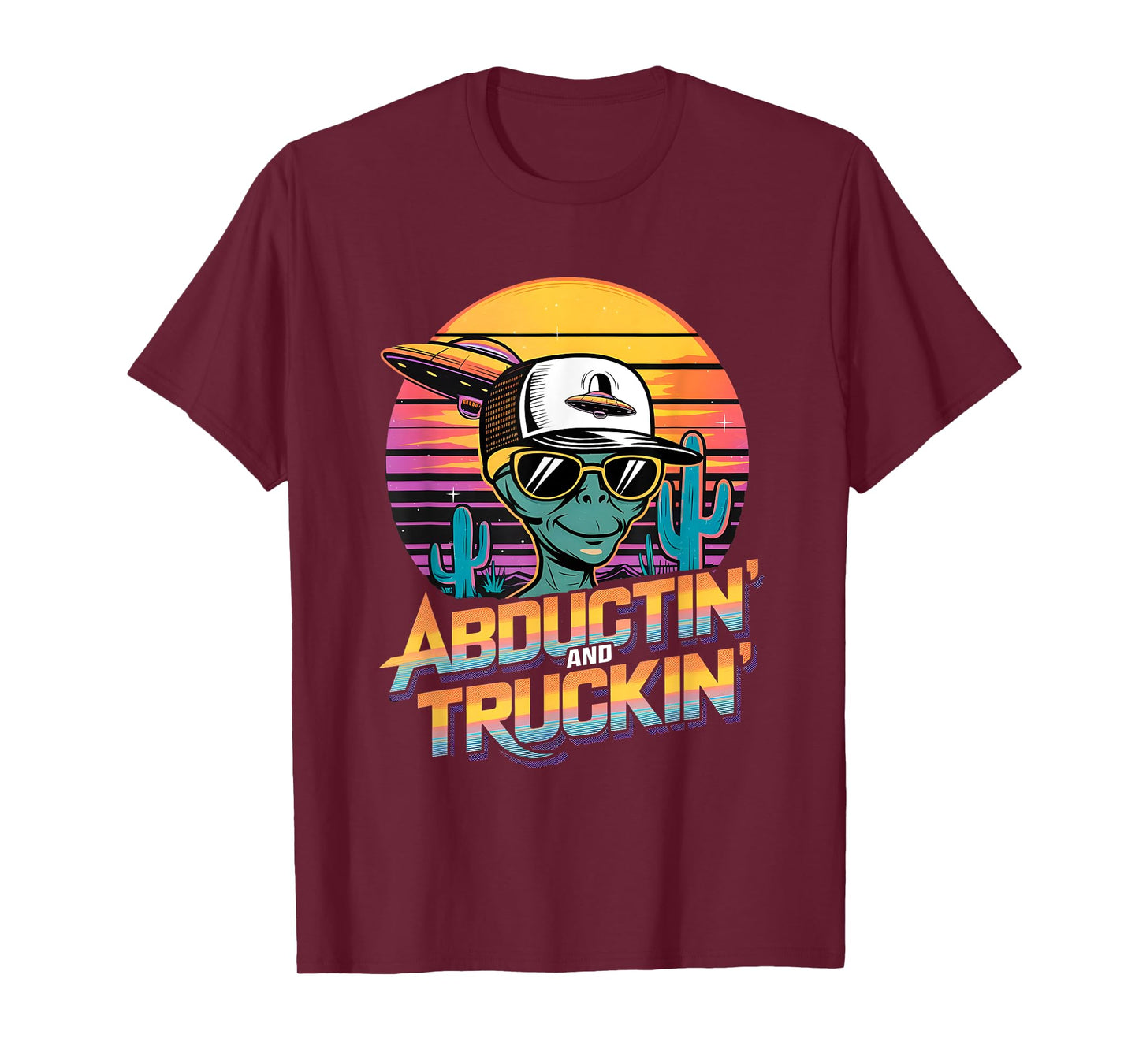 Alien and UFO trucker design. Abductin' and Truckin' T-Shirt