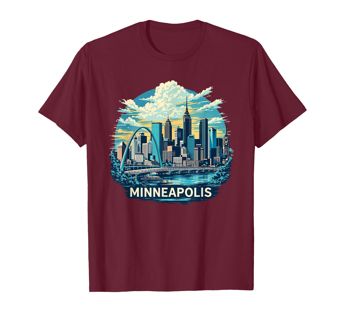 Vintage Minneapolis Minnesota Sunset Skyline Cityscape Retro T-Shirt
