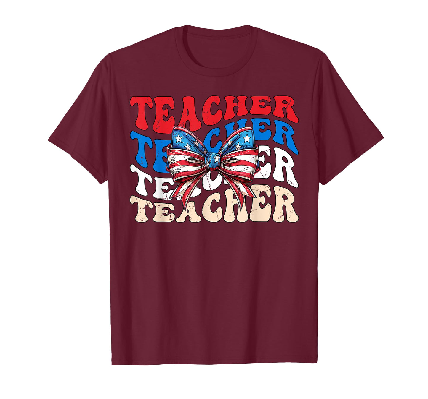 Groovy Teacher American flag 4th of July USA funny Teacher T-Shirt for Women Men