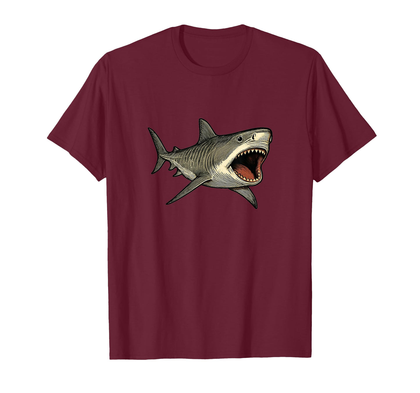 Tiger Shark with Open Mouth Ocean Design T-Shirt