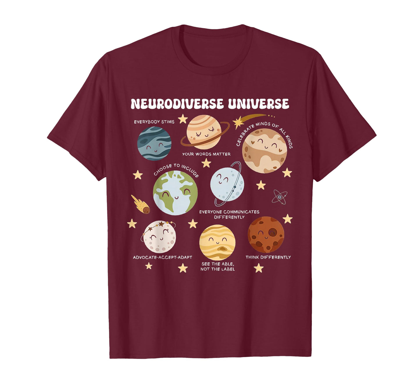 Neurodiverse Universe Space Planet Special Education Teacher T-Shirt