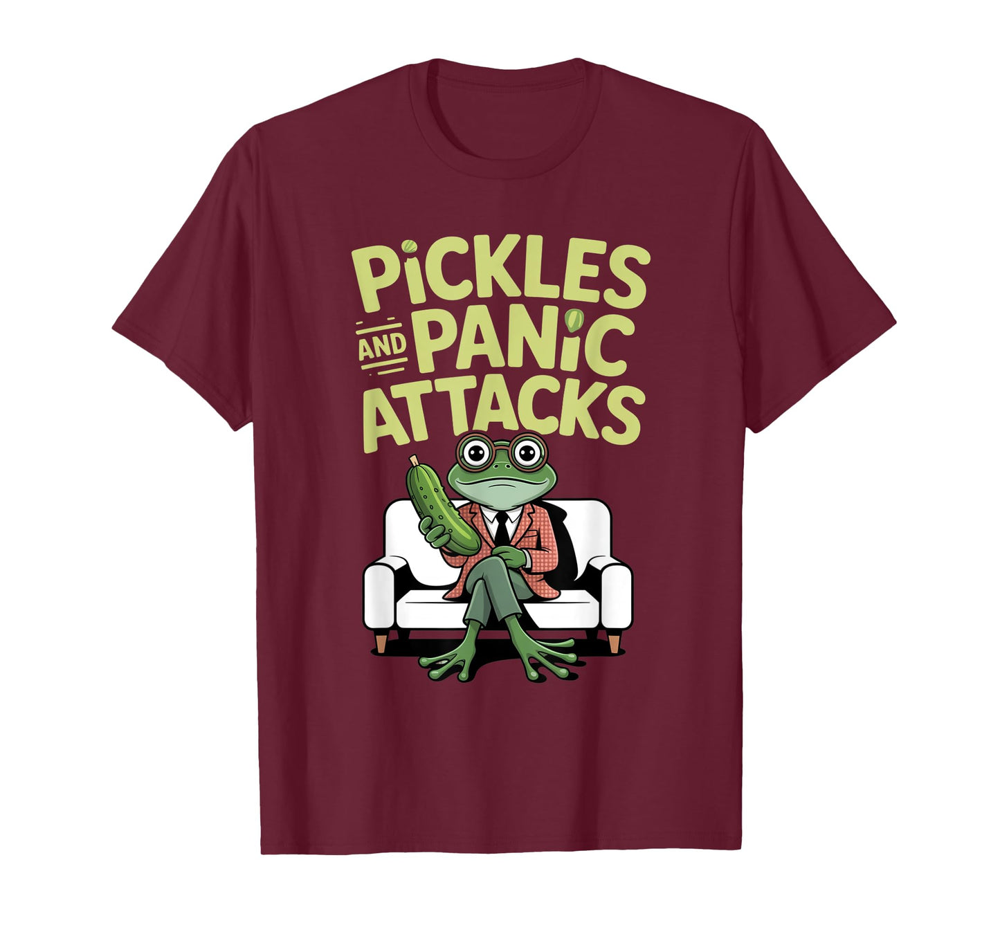 Pickles Panic Attacks Mental health Funny Frog Humor T-Shirt