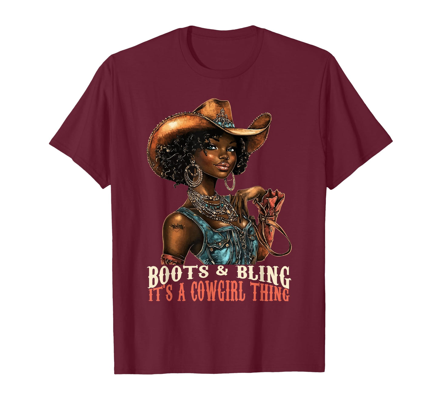 Boots and Bling it's Cowgirl Thing Western Country Melanin T-Shirt