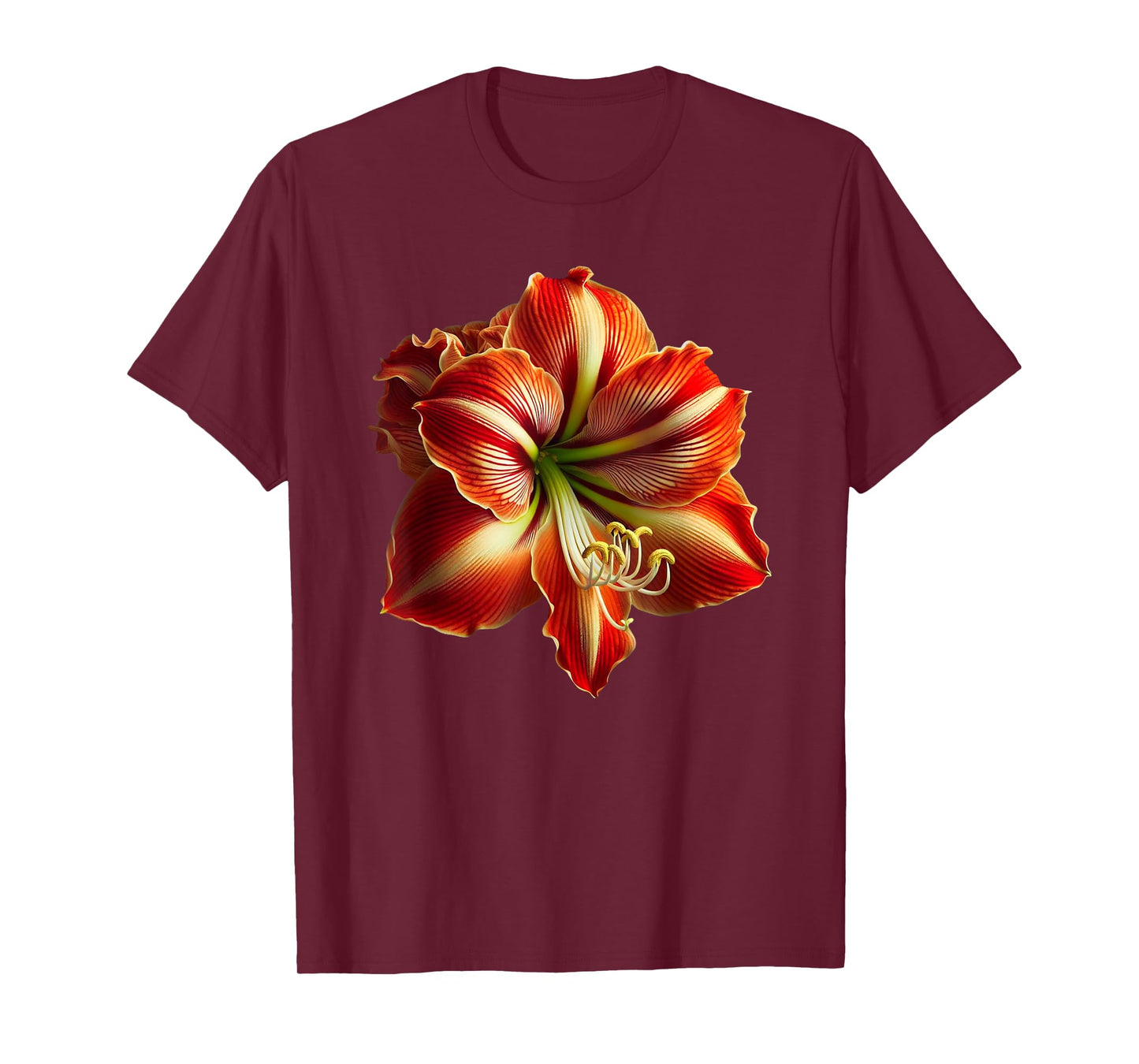 Fantastic Gorgeous Red Amaryllis Flower Shapes Mania T-Shirt