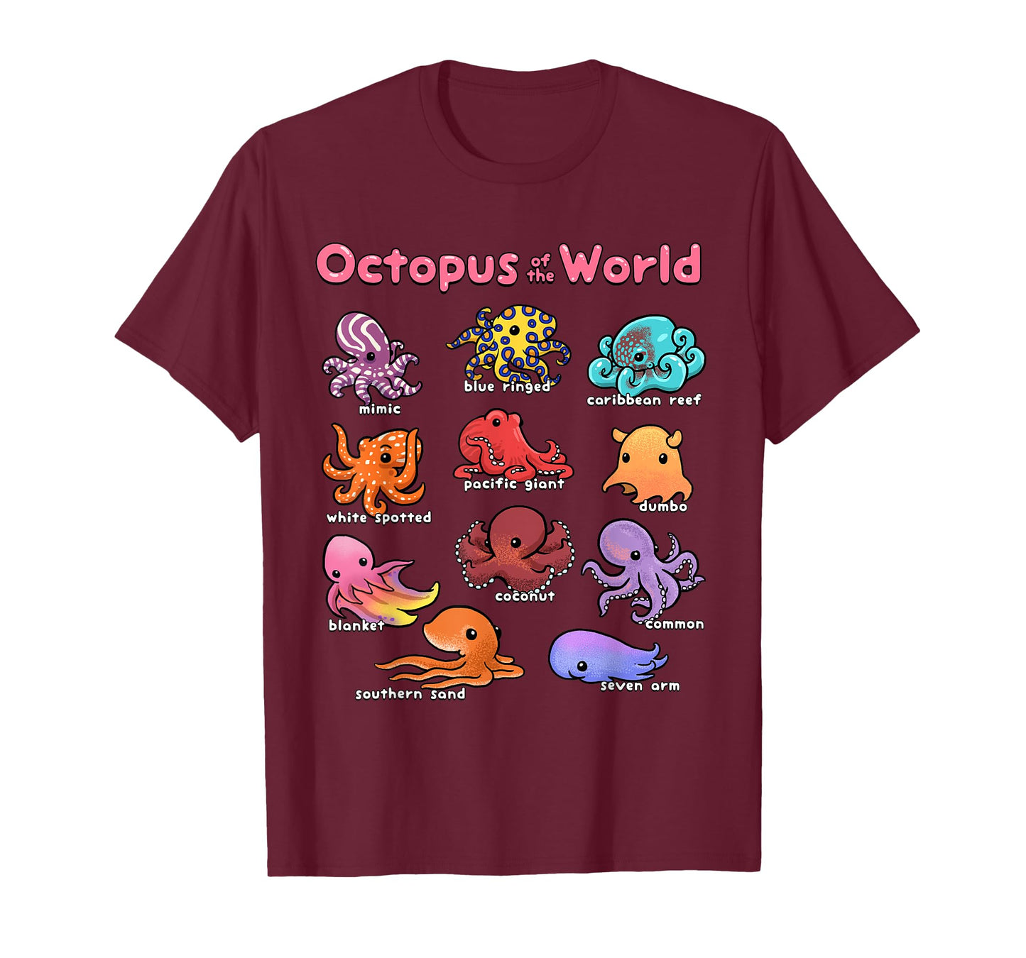 Octopus Sea Animals of the World Octopus Lover Marine Life T-Shirt
