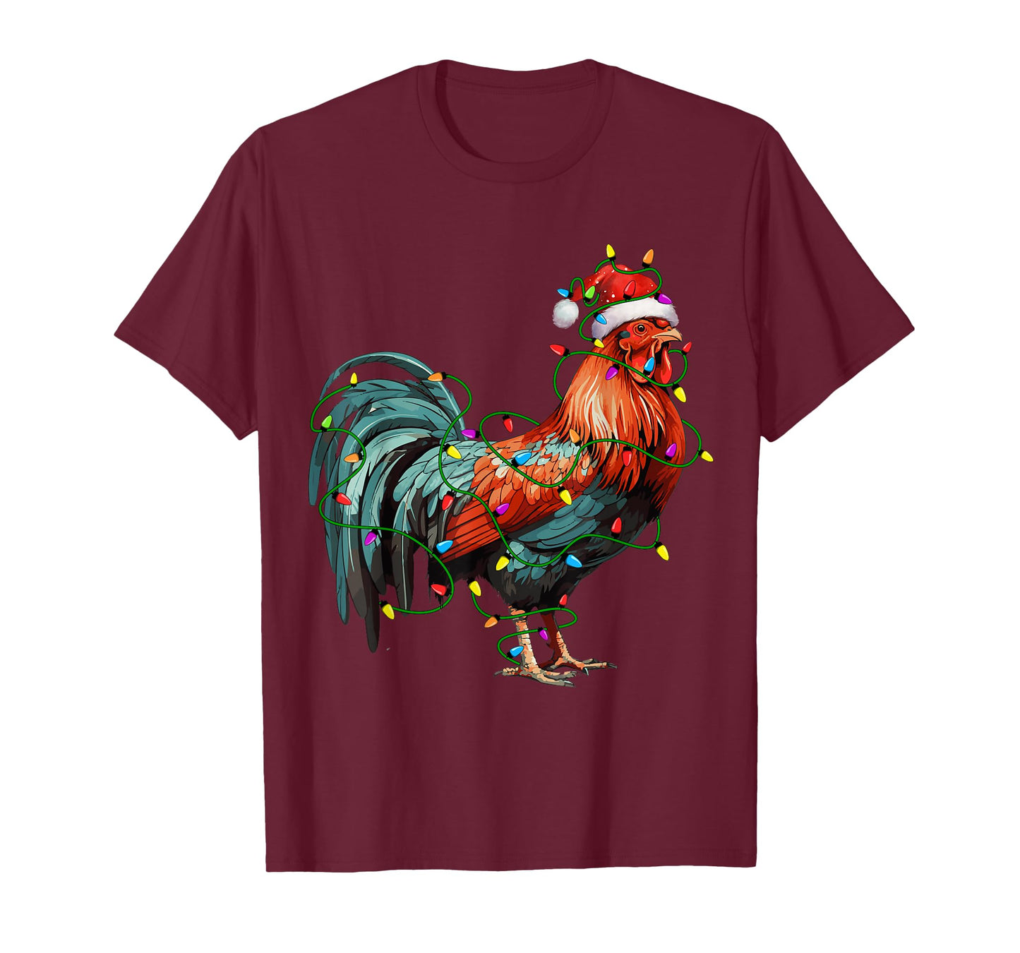 Chicken Santa Christmas Tree Lighting Xmas Funny T-Shirt