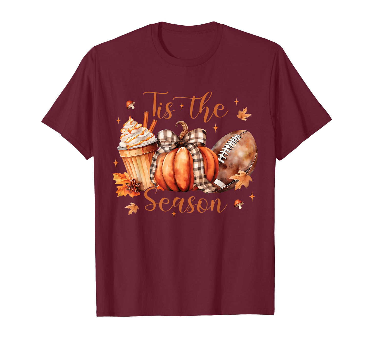 Coquette Tis The Season Pumpkin Thanksgiving Fall Football T-Shirt