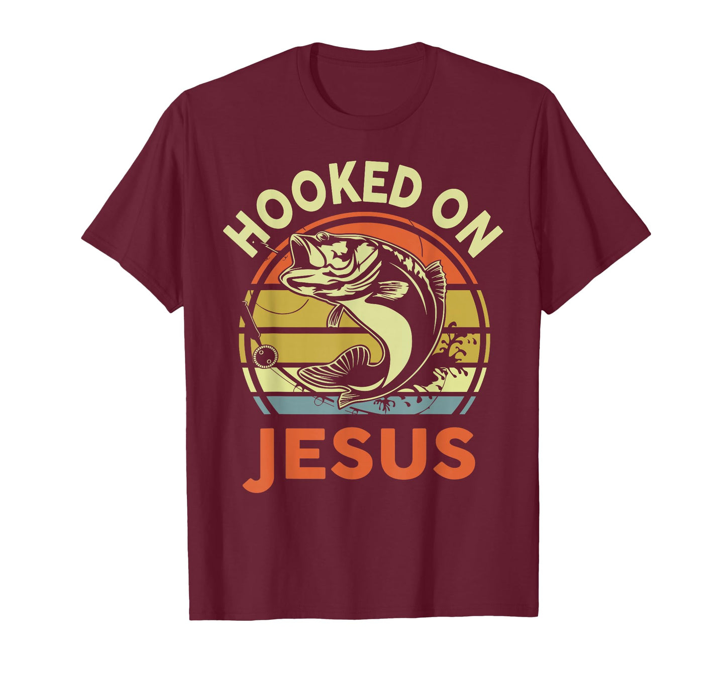 Hooked on Jesus Dad Fishing Gift Funny Fishing Christian T-Shirt