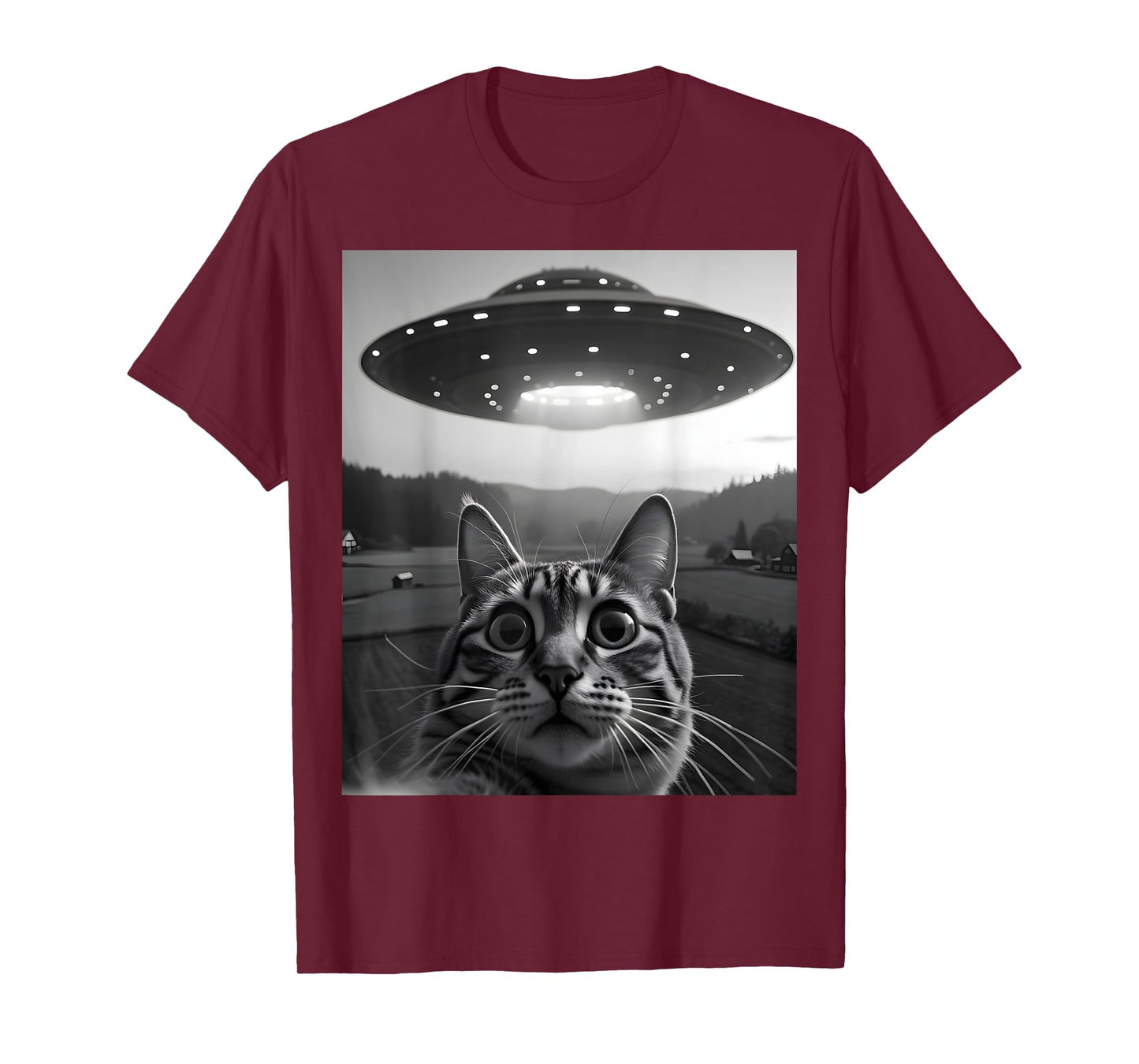 Cat Selfie With Alien UFO Funny Cat T-Shirt