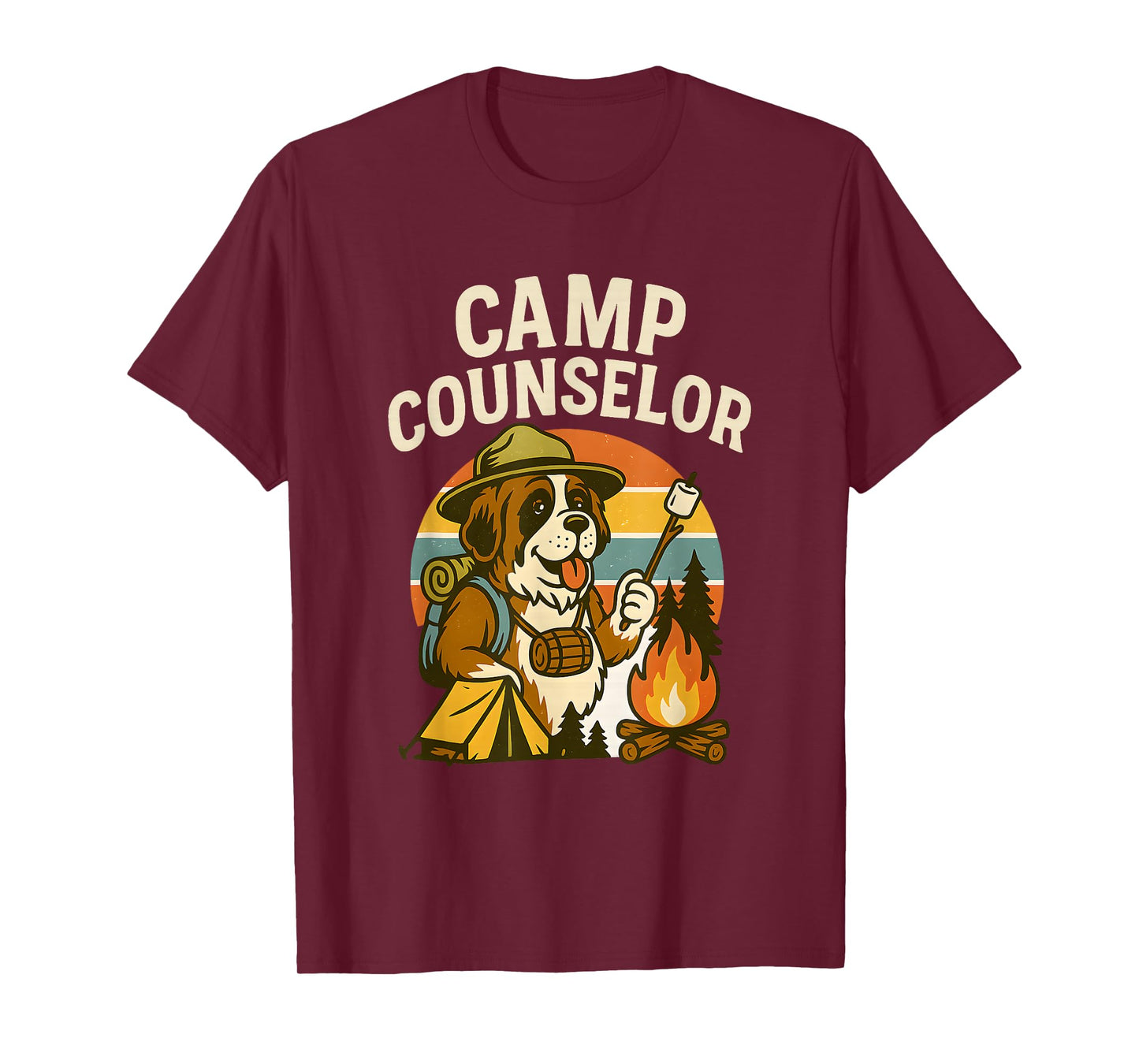 Camp Counselor Funny Dog Campfire Outdoor Design T-Shirt