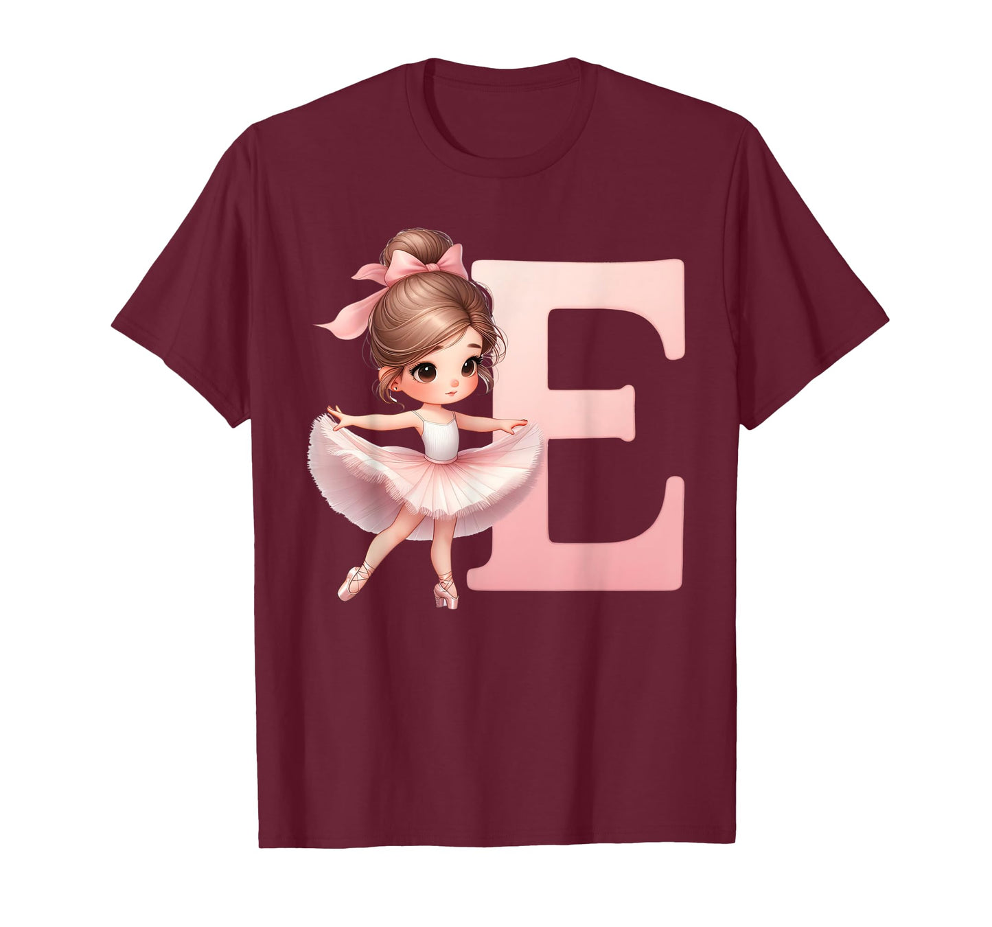 Ballerina Girl Dancing Name First Letter E Girly Tutu Ballet T-Shirt