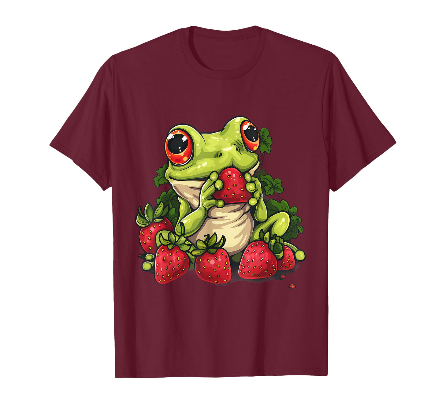 Strawberry Frog Strawberries Animal Print Wildlife Drawing T-Shirt