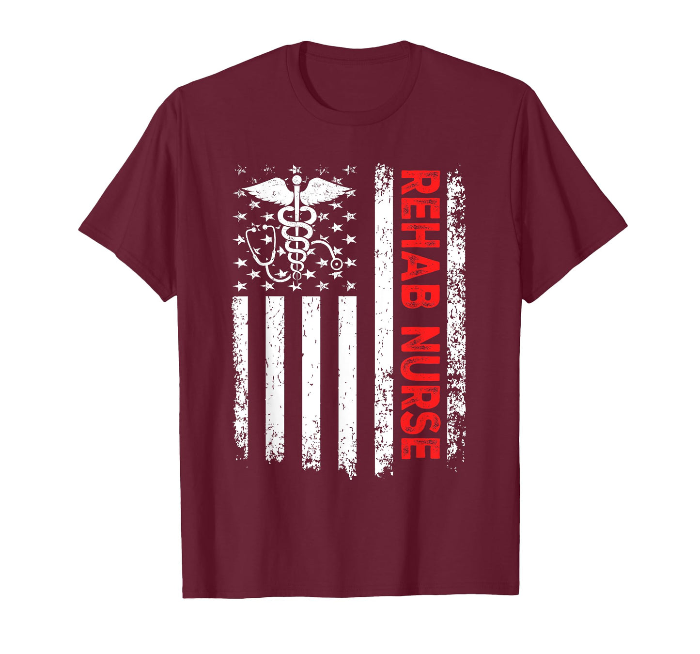 Rehab Nurse American Flag Patriotic Rehab Nurse 4th Of July Women Men T-Shirt