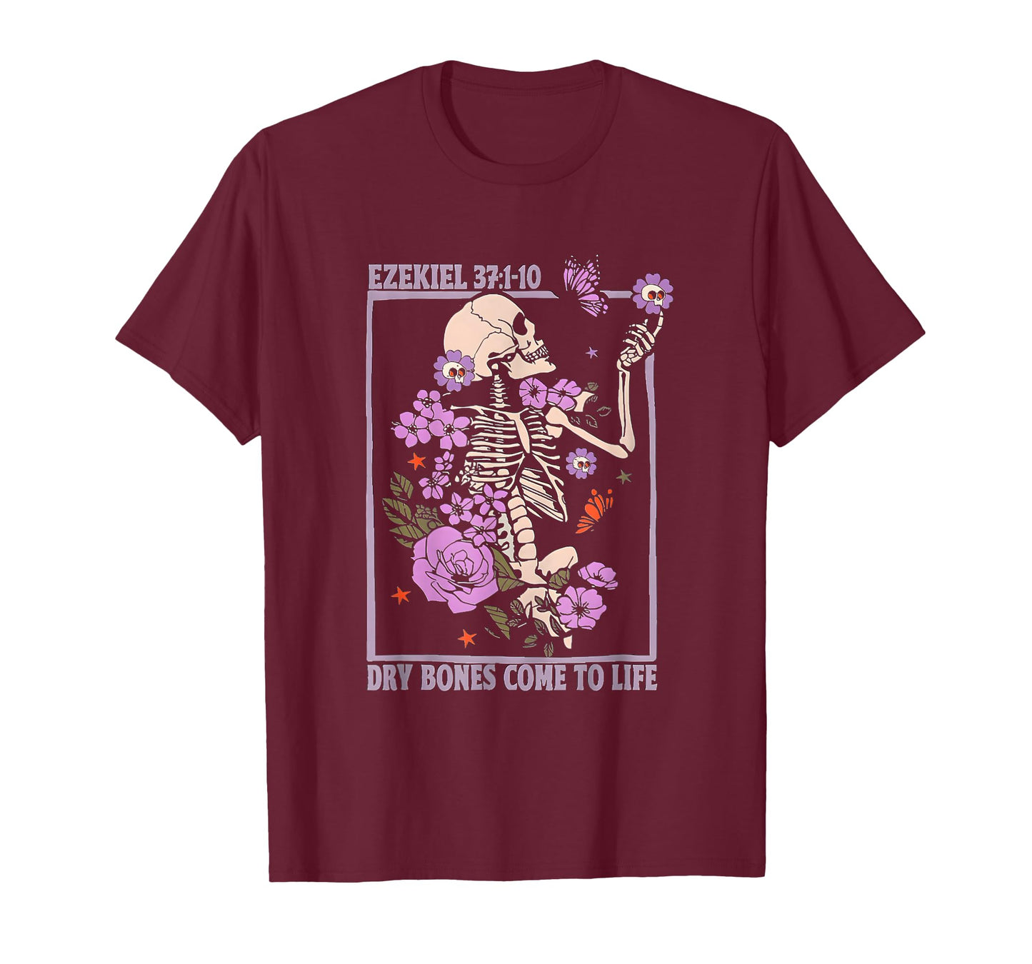 Dry Bone Come to Life Skeleton Floral Christian Halloween T-Shirt