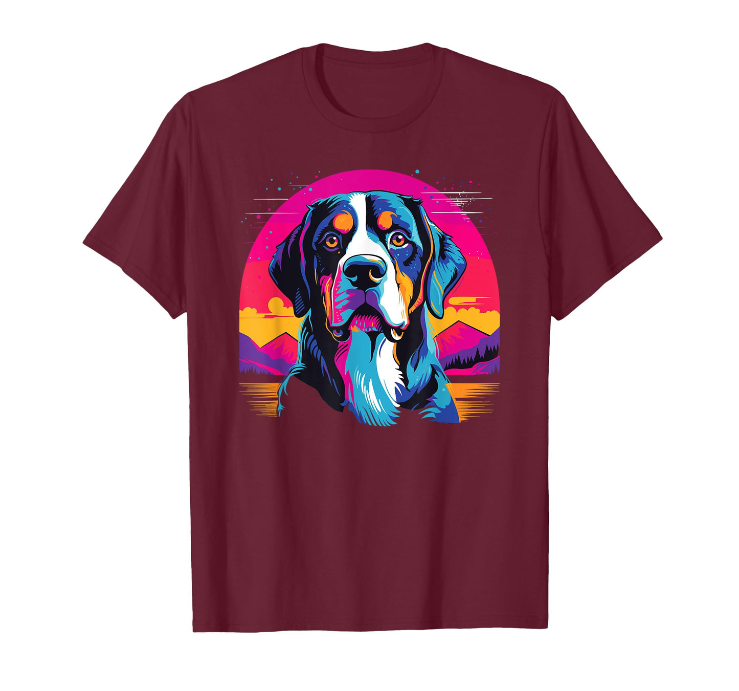 Watercolor Colorful Greater Swiss Mountain Dog T-Shirt for Men Women Kids