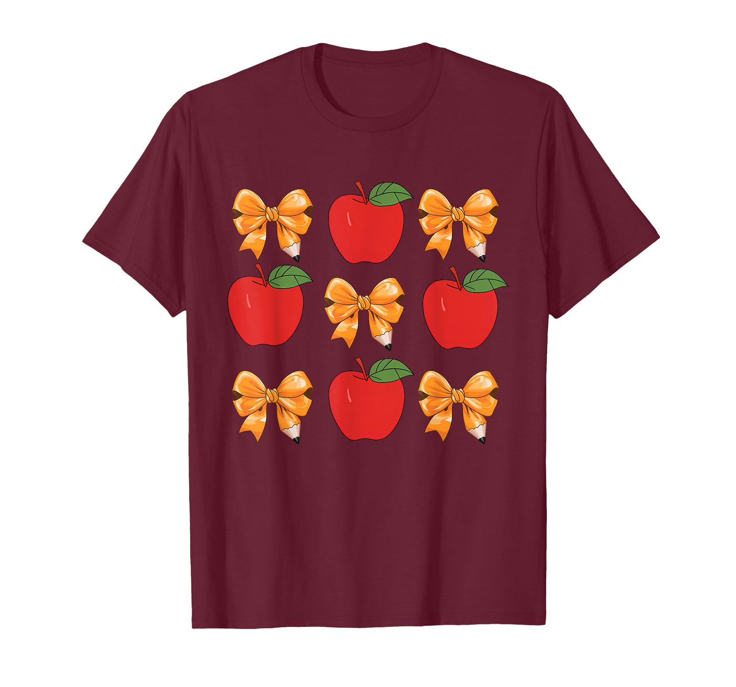 Teacher Coquette Pencil Bow And Apple Teacher Appreciation T-Shirt for Men Women Girls Kids
