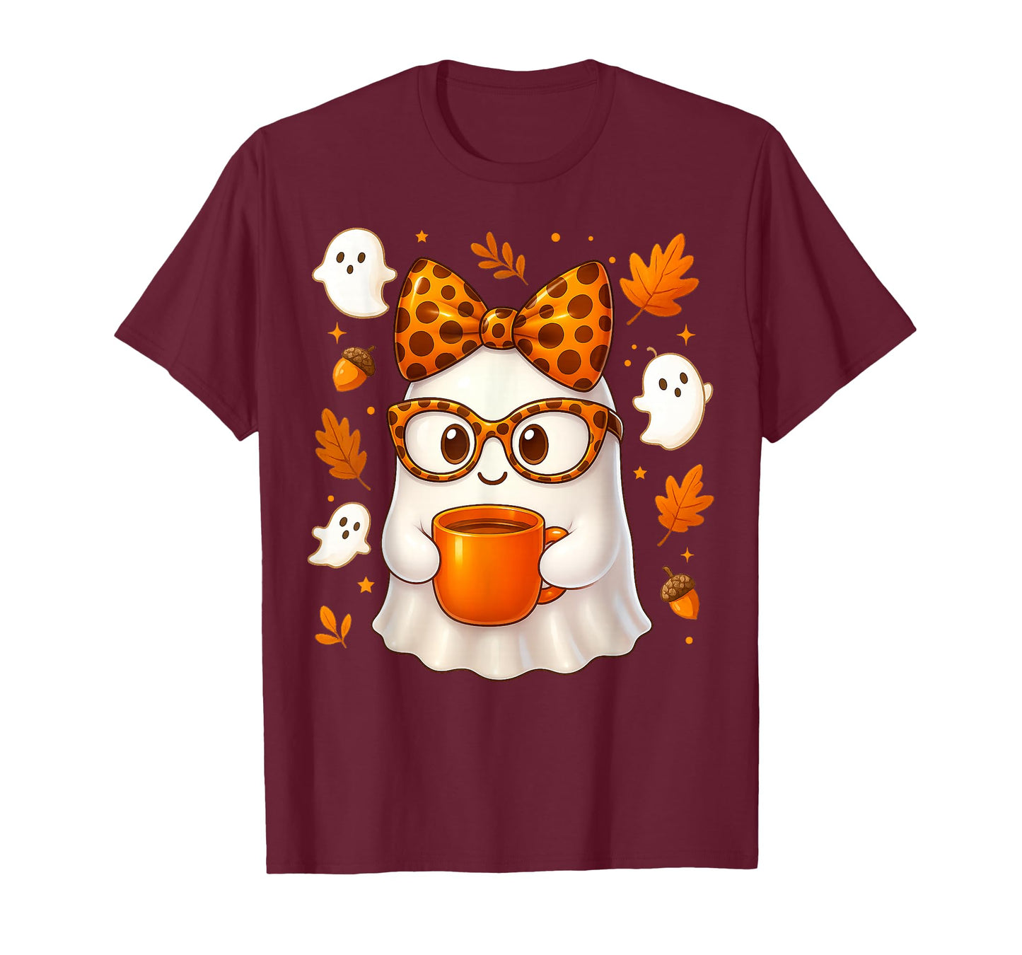 Cute Boo Ghost Coffee Pumpkin Spice Fall Autumn Women Girl T-Shirt