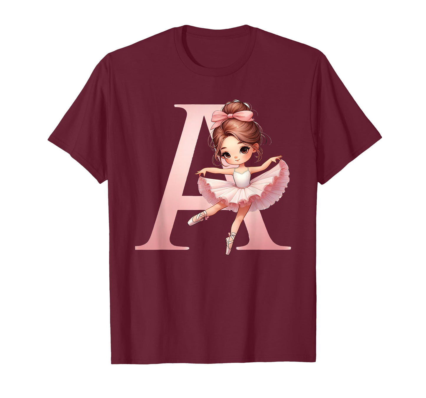 Ballerina Girl Dancing Name First Letter A Girly Tutu Ballet T-Shirt
