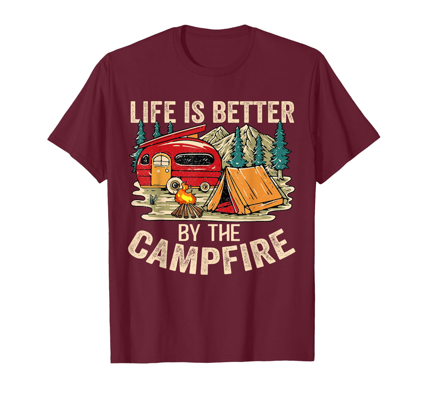 Vintage Retro Life is Better Around The Campfire Camping T-Shirt