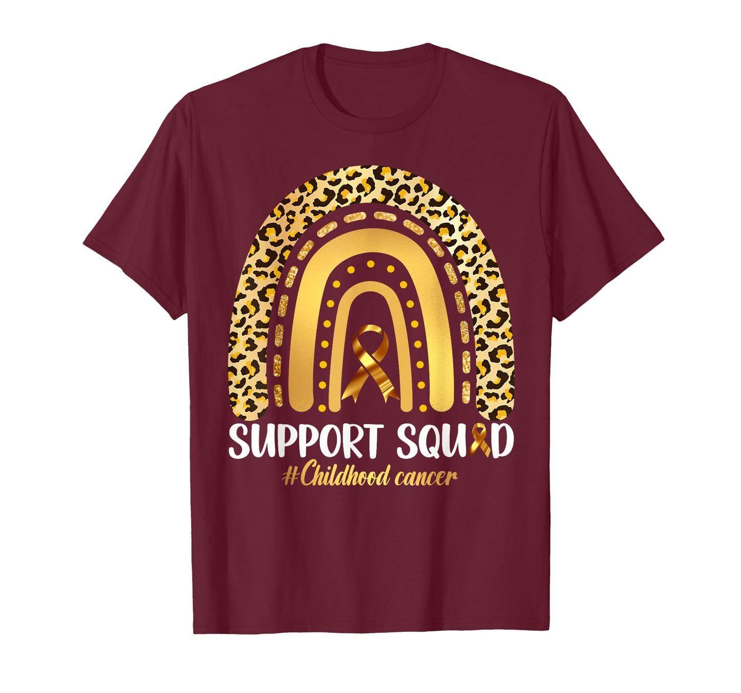 Support Squad Gold Ribbon Childhood Cancer Awareness Rainbow T-Shirt