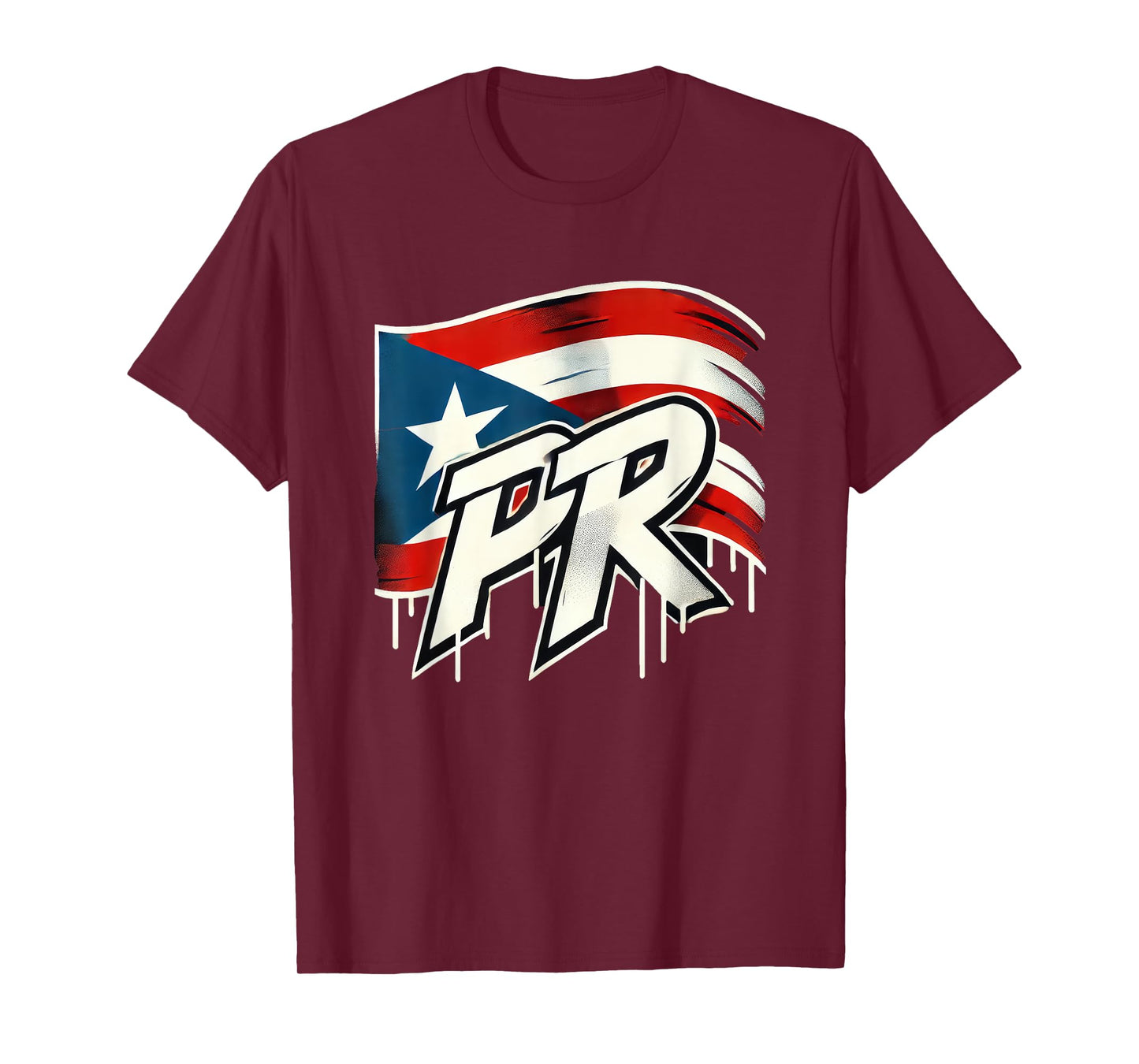 PR Puerto Rico Flag Emblem Logo Graffiti Street Art Fun Cool T-Shirt