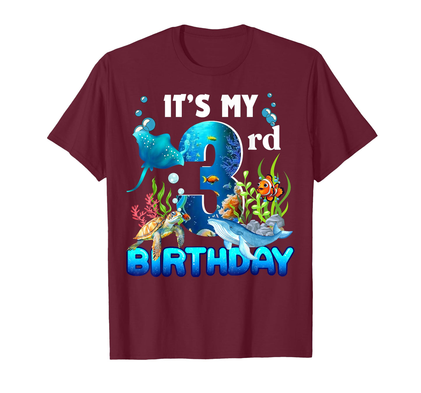 It's My 3rd Birthday Party Ocean 3 Years Old Sea Fish B-Day T-Shirt
