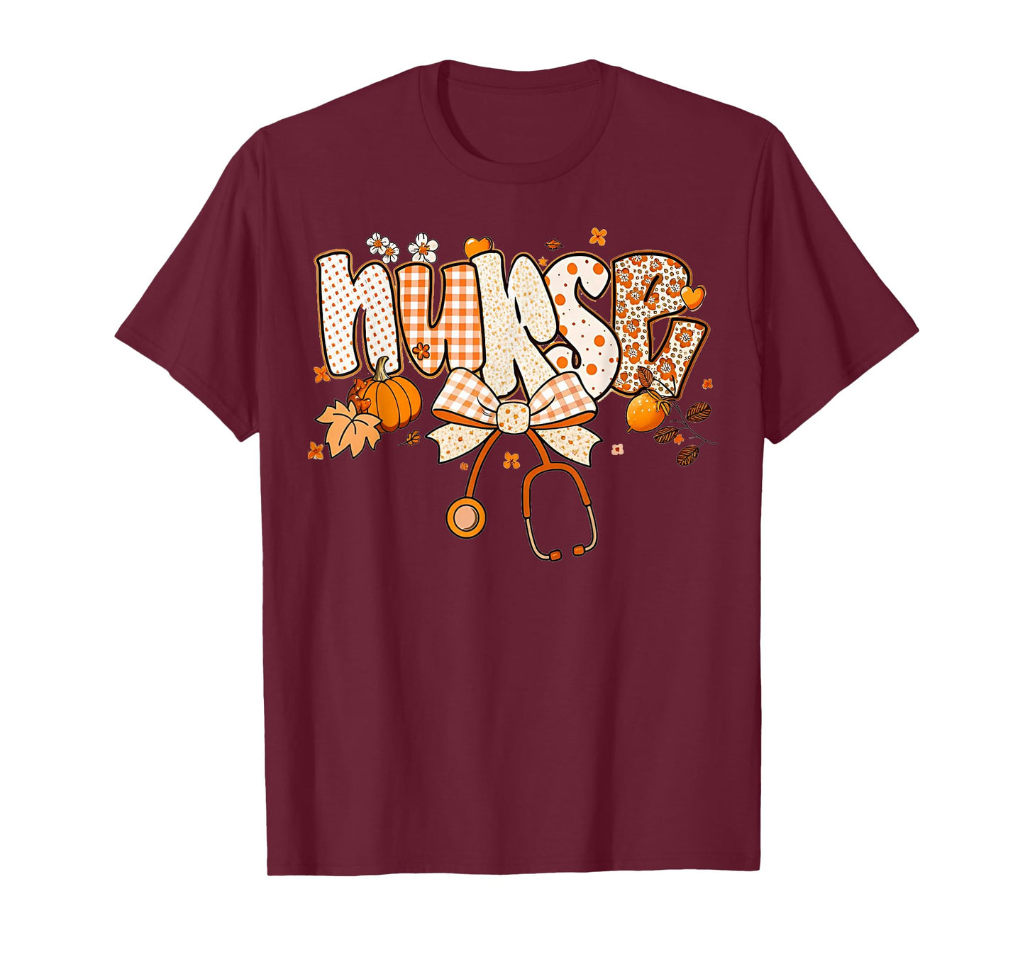 Retro Pumpkin Nurse Life Stethoscope Fall Autumn Funny Nurse T-Shirt