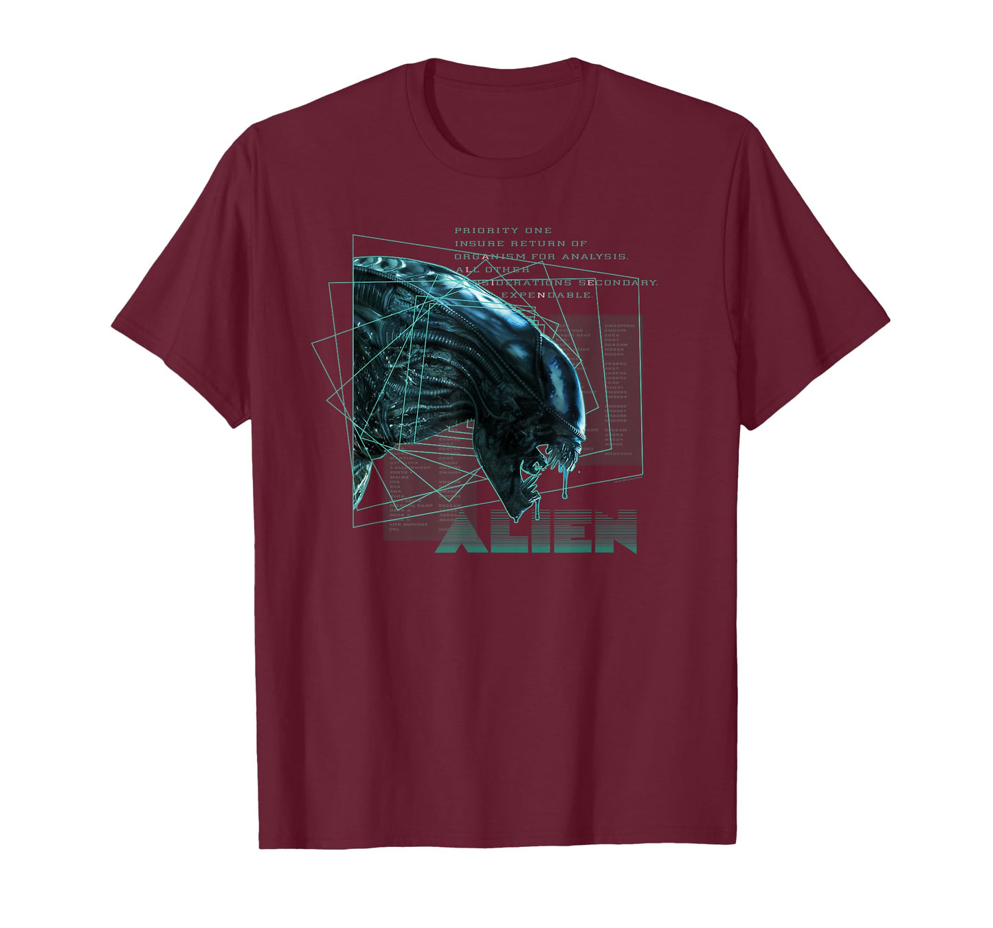 Alien 45th Anniversary Movie Xenomorph Priority One Logo T-Shirt