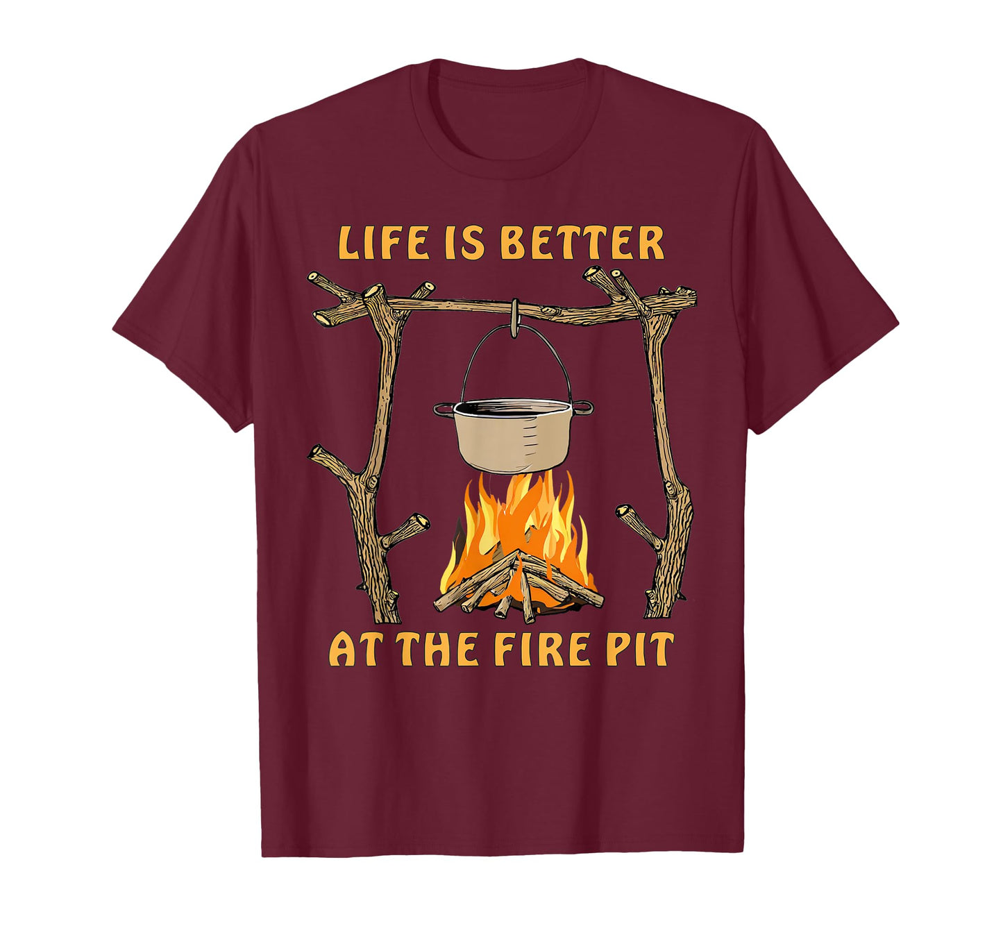 Survival Cooking Campfire Natural Fire Pit Bushcrafter T-Shirt