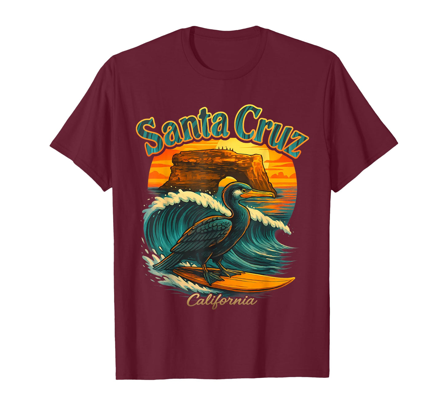 Surfer Surfing 70s 80s Santa Cruz California Retro Vintage T-Shirt