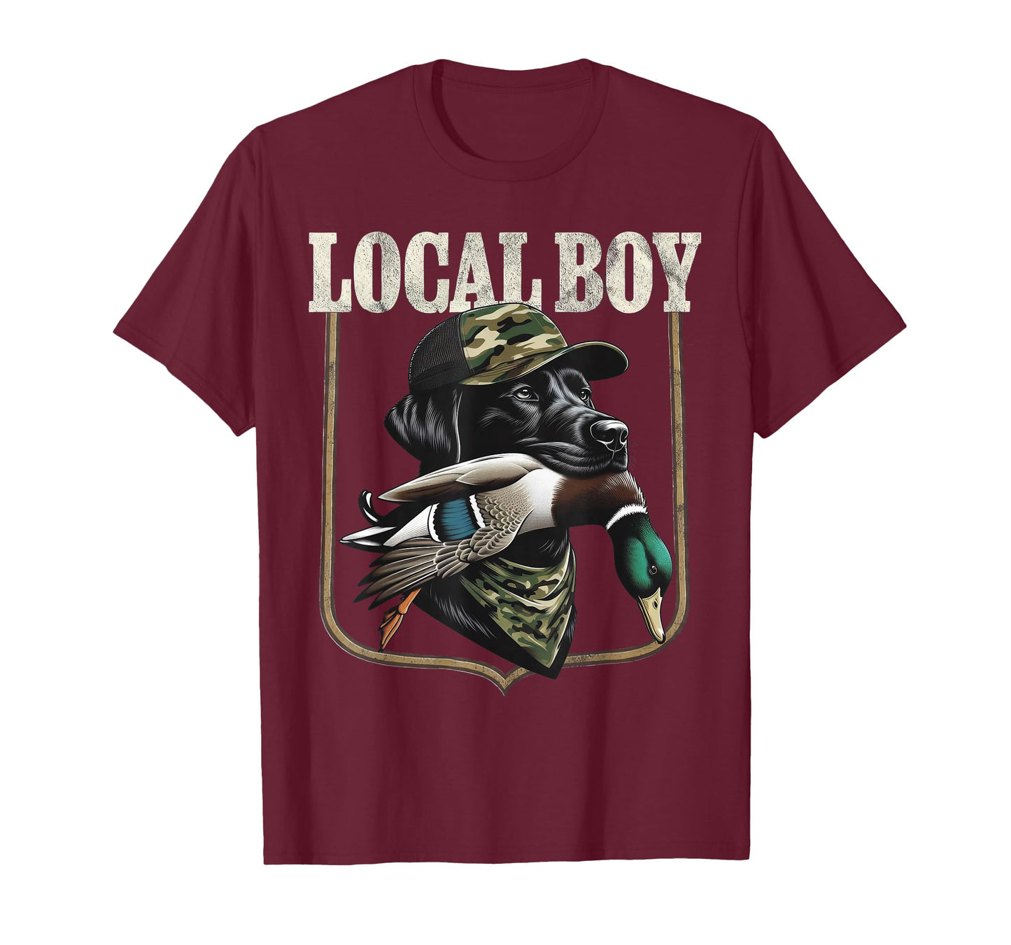 Dog Retro Southern with Duck Country Vintage Local Boy T-Shirt