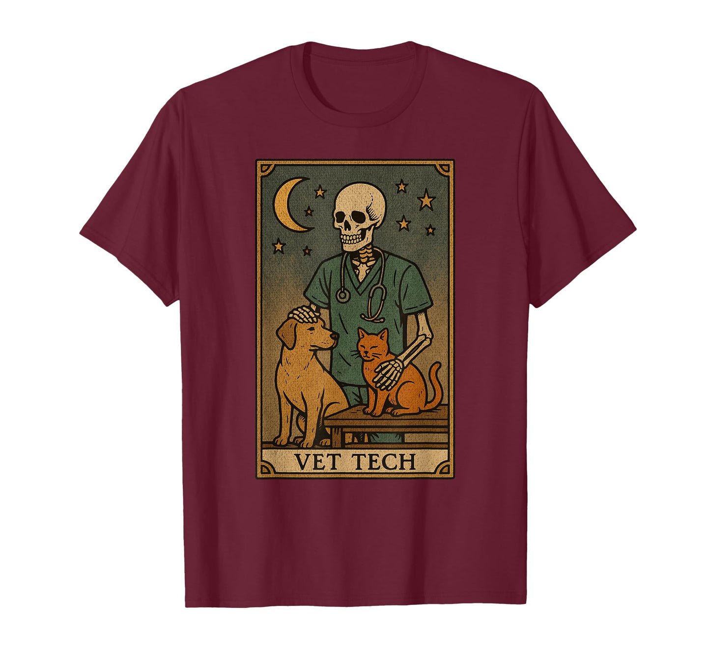 "The Vet Tech" Veterinary Technician Skeleton Tarot Card T-Shirt