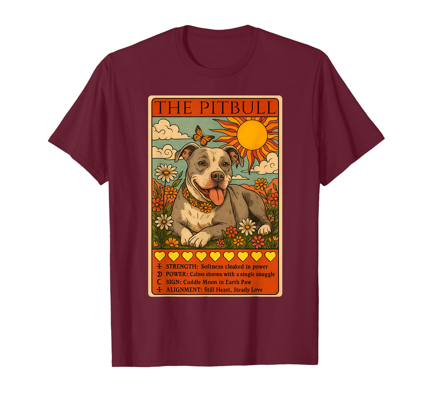 The Pitbull Tarot Card Pit Bull Lover Floral Cute Pittie Mom T-Shirt