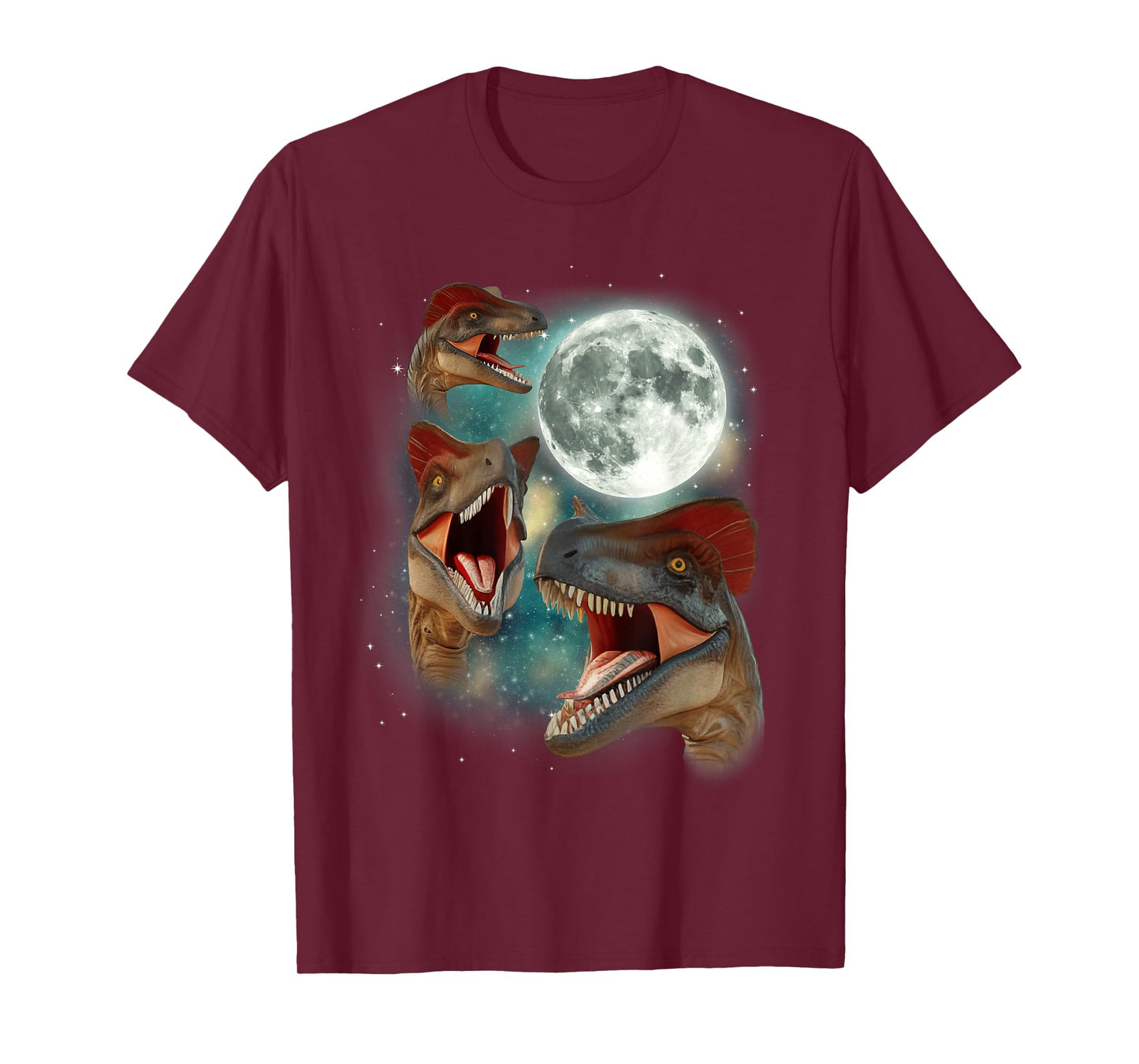 Three Dilophosaurus Moon | 3 Dinosaur Prehistoric Roar Dino T-Shirt
