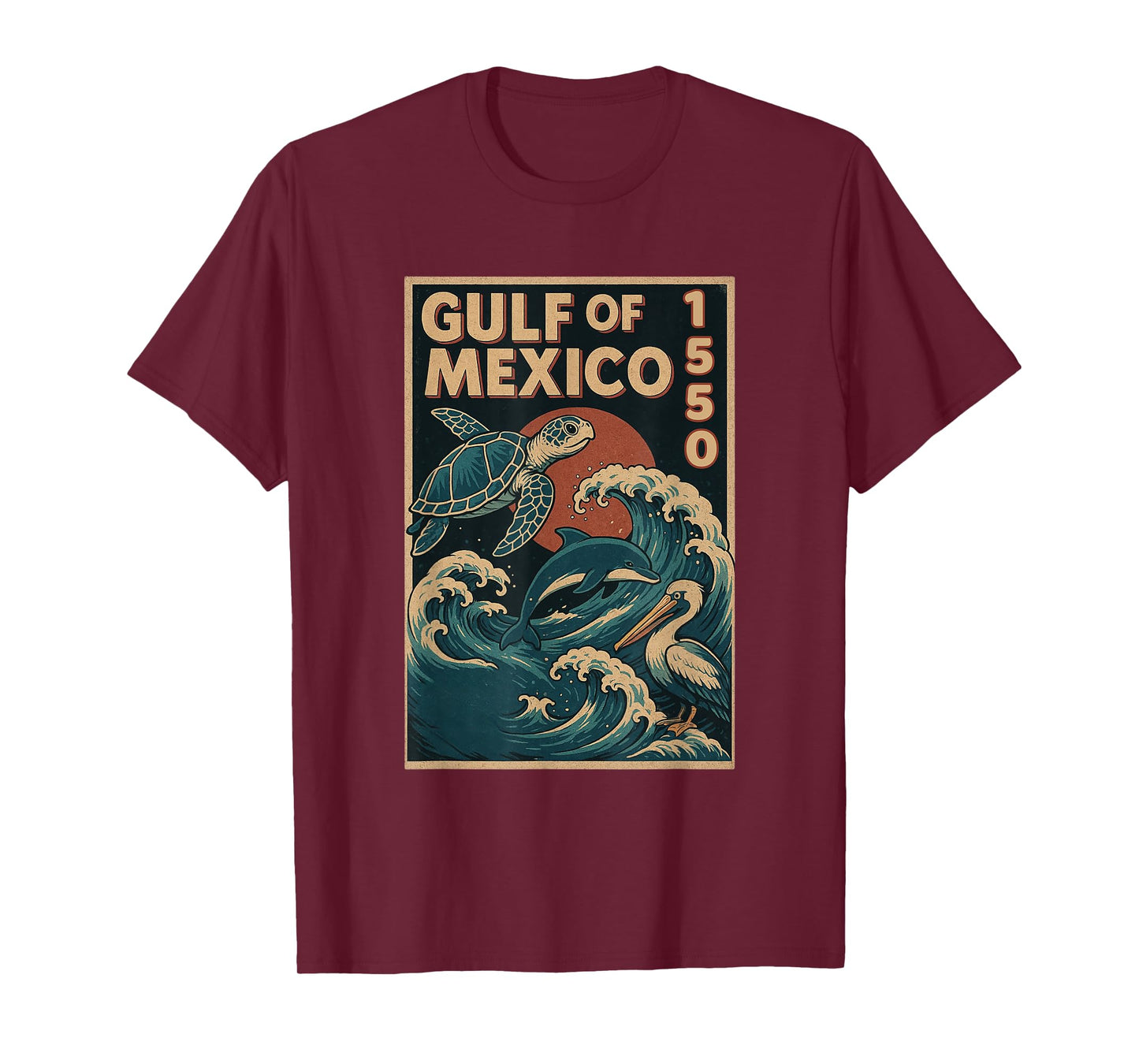 Gulf of Mexico Est. 1550 Wildlife Art Vintage Sea Life T-Shirt
