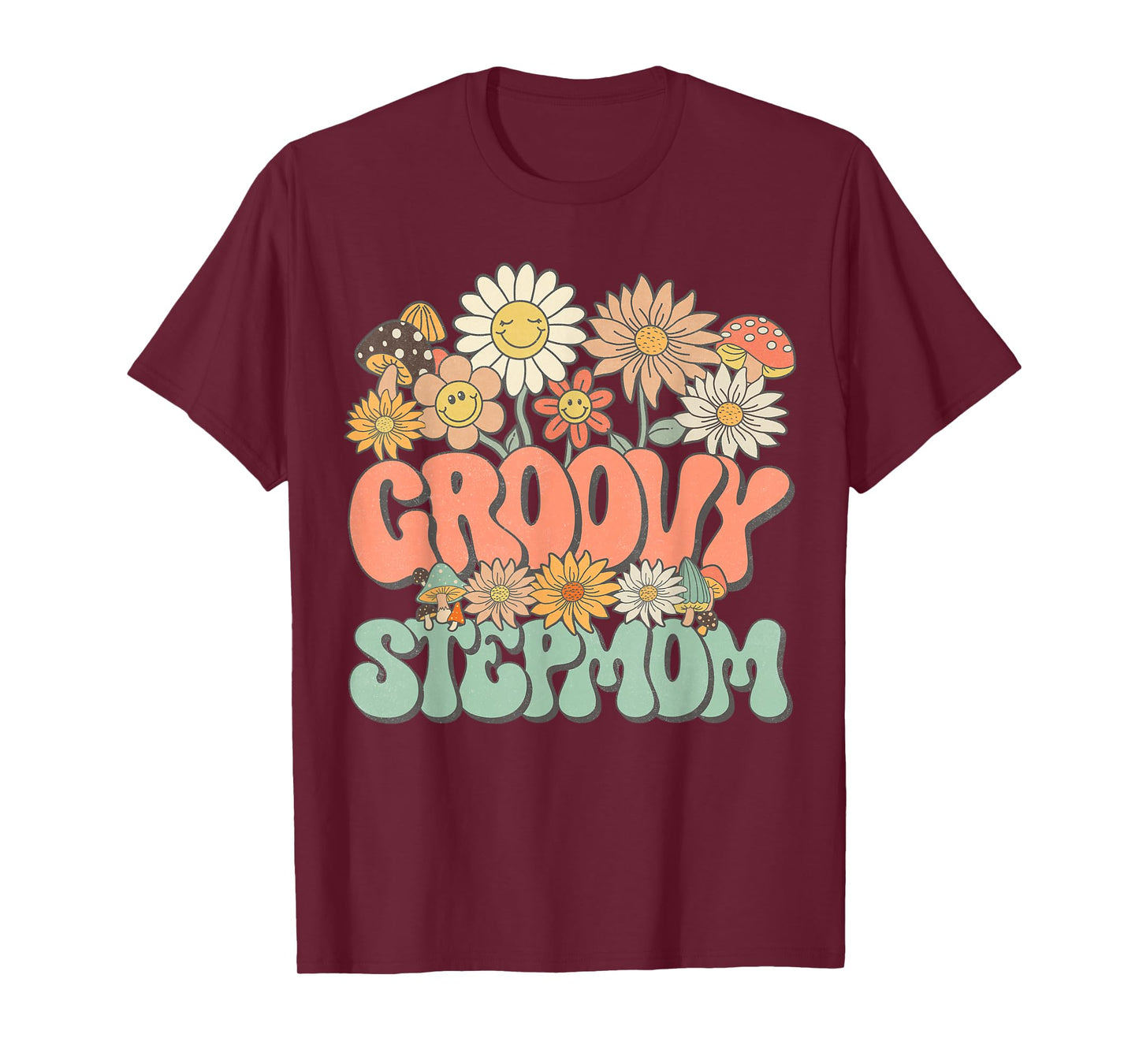 Groovy Stepmom Floral Hippie Retro Daisy Wildflower Women T-Shirt