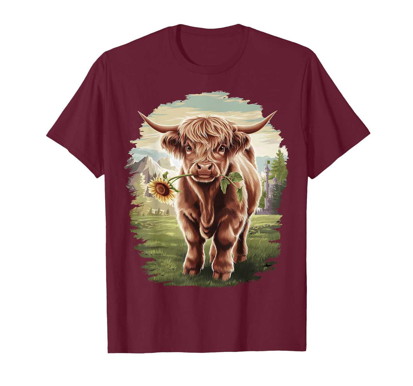 Western Farmer Animal Country Girls sunflower Highland Cow T-Shirt