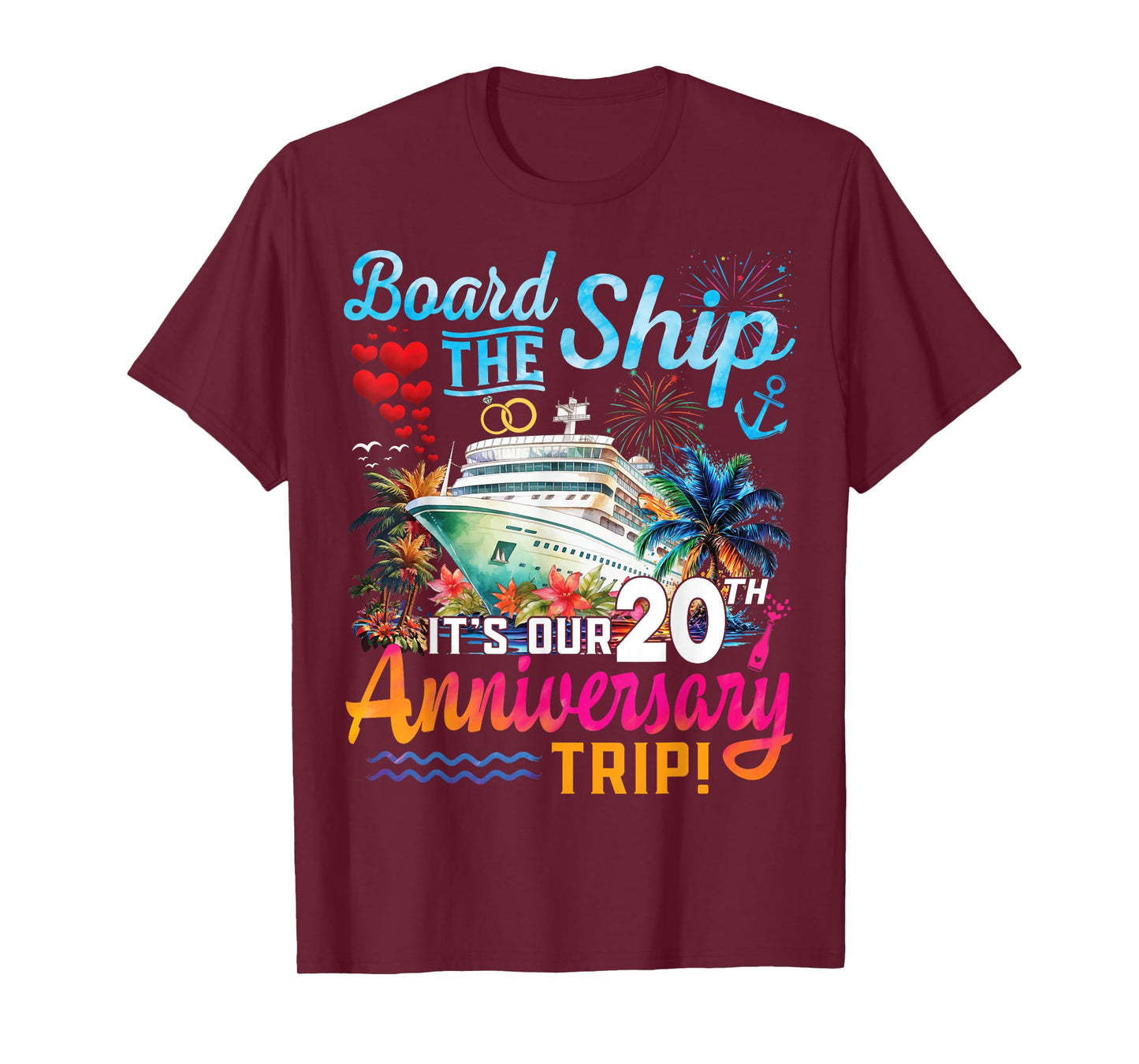 Husband Wife 20th Marriage Anniversary Cruise Ship Vacation T-Shirt